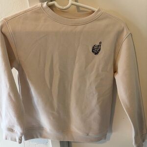Beige Sweatshirt with Skeleton Hand Design